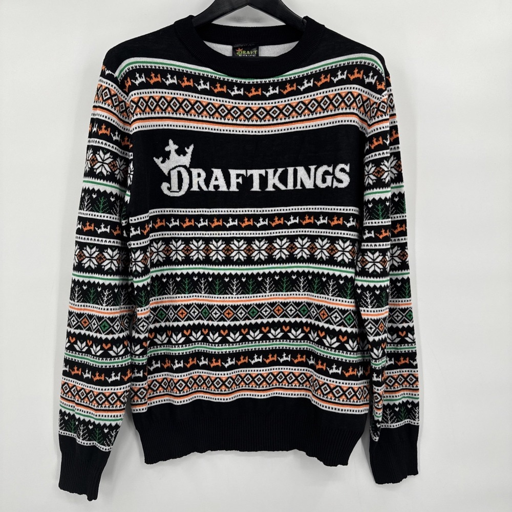 Draft Kings Mens Ugly Christmas Sweater Size Large‎ Pullover Crew Neck Holiday
